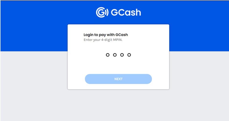 GCash’s MPIN log in page.