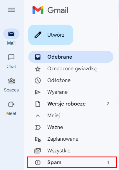 Sprawdź folder spam
