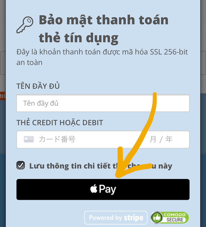 Nút Apple Pay hiện lên