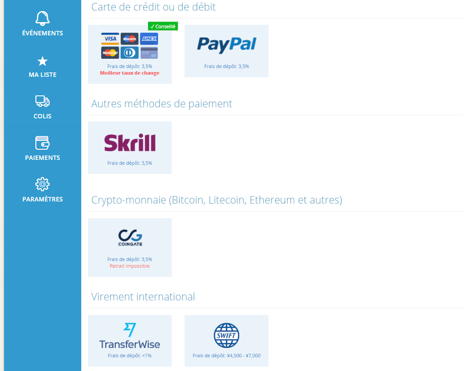 Options et moyens de paiement disponibles sur ZenMarket