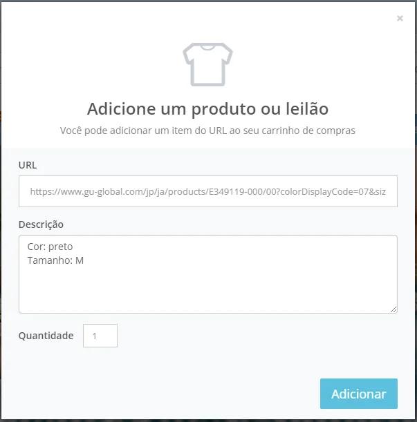 Adicione prefer&ecirc;ncia de cor e tamanho