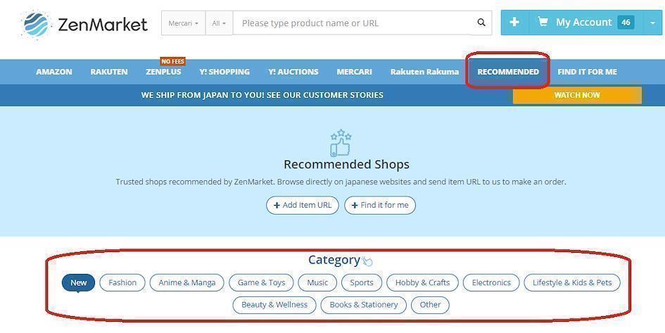 Recommeded Stores via ZenMarket