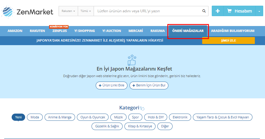 ZenMarket Önerilen Mağazalar