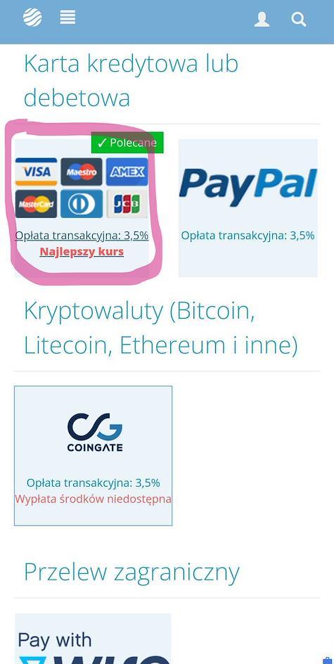 Dodaj środki przez kartę do konta
