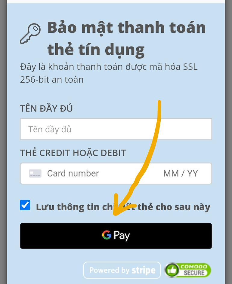 N&uacute;t Google Pay hiện l&ecirc;n