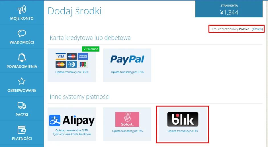 Blik platnosci na Zenmarket