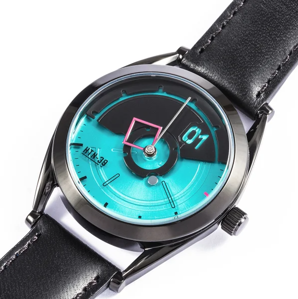 détails cadran montre turquoise Hatsune Miku