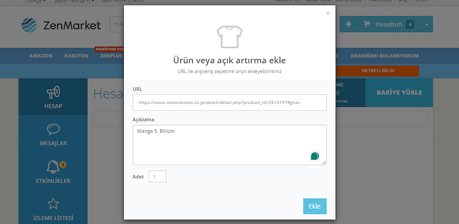 Melonbooks'tan sipariş