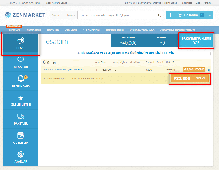 ZenMarket Japonya'dan Alışveriş - Ödeme Yapa