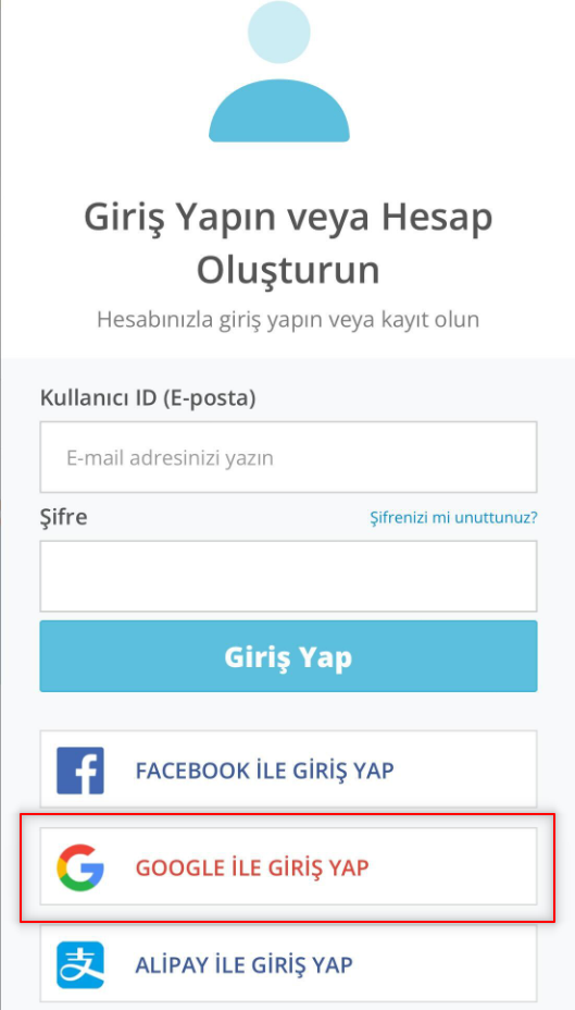 Google Hesabı ile ZenMarket'e Kayıt Ol 