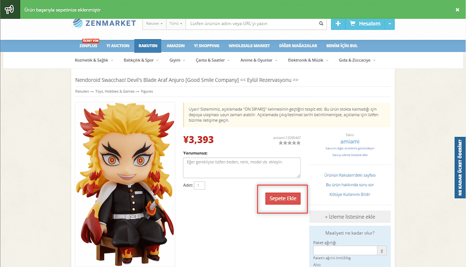 ZenMarket ile Rakutenden Alışveriş