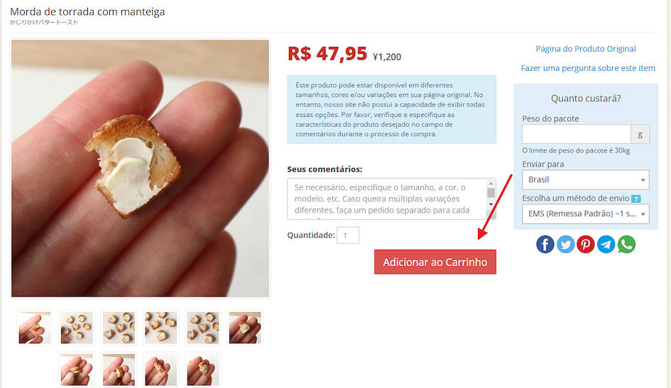 Adicionar ao carrinho na ZenMarket