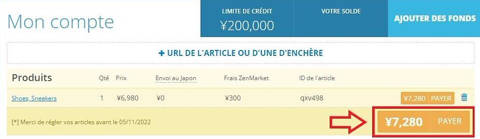 Payer colis Rakuma ZenMarket