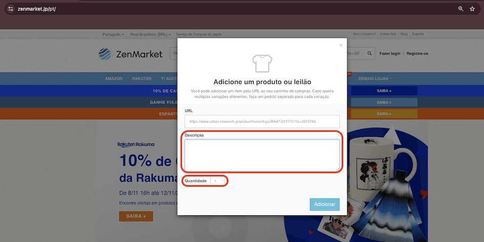 colocar detalhes do pedido neste parte circulada em vermelho