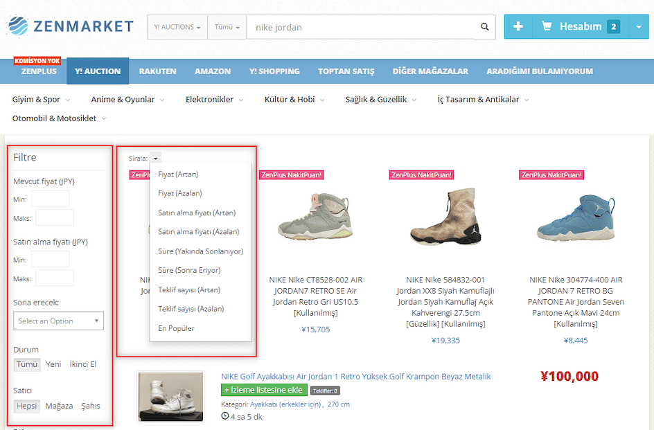 ZenMarket Nike Ayakkabı Satın Al - Ürün Filtrele