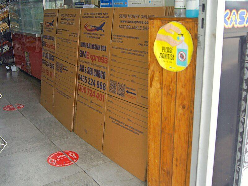 Balikbayan boxes in a Filipino small business in suburban Sydney, Australia. Photo courtesy of Wikipedia.