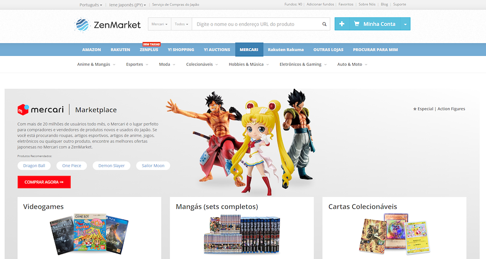 ZenMarket p&aacute;gina dedicada ao Mercari
