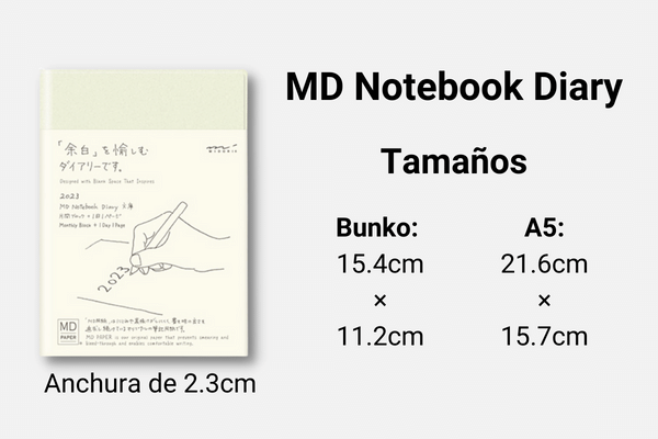 Tamaños del MD Notebook Diary