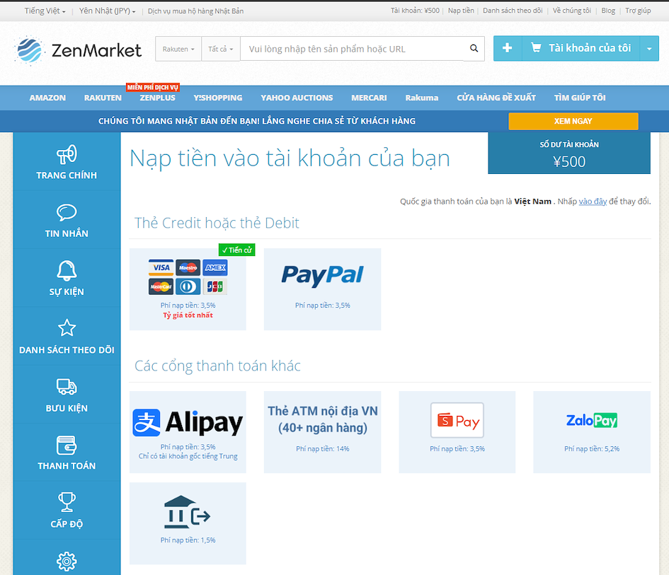 Adding funds to your ZenMarket account