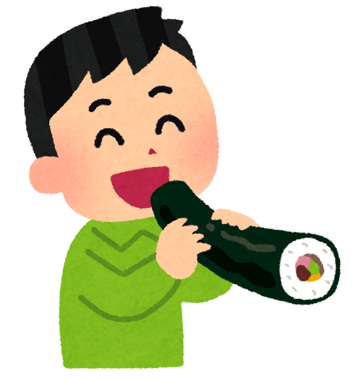 Learning and having fun on Setsubun - Eating Ehomaki Sushi Roll