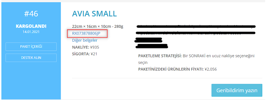 ZenMarket Kargo Takip Numarası