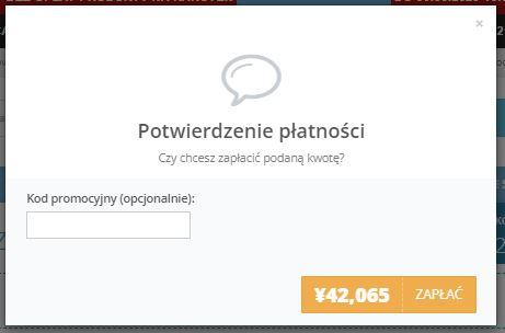 Okno dialogowe wysyłki i wprowadzanie kodu promocyjnego dla paczki ZenMarket