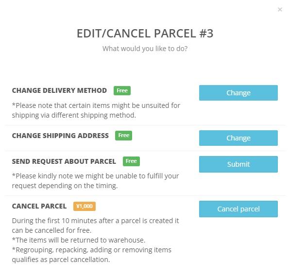 edit or cancel zenmarket parcel