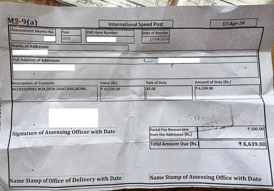 Zenmarket customs duties for India