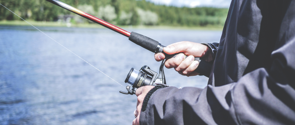 Fishing with scenery in background