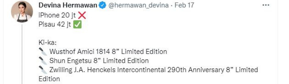 tweet faca vs iphone chef Devina