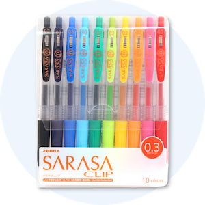 Bộ bút bi Sarasa 10 màu ngòi 0.3mm