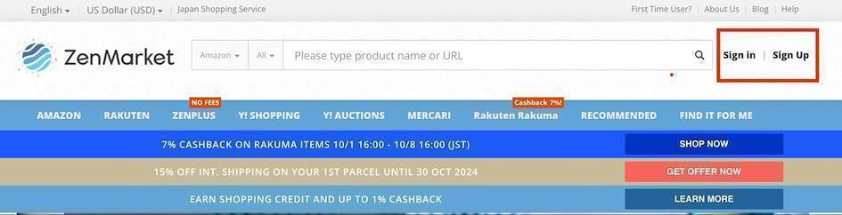 Sign Up on ZenMarket