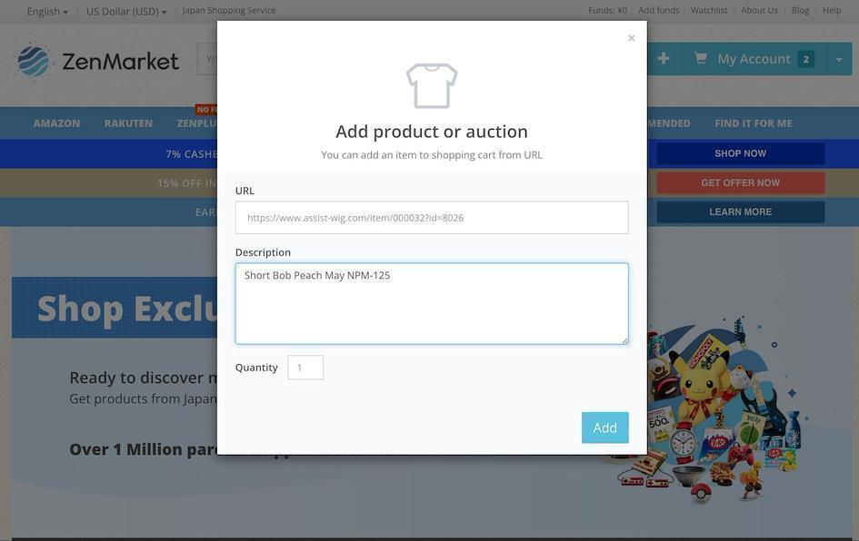 ZenMarket cart
