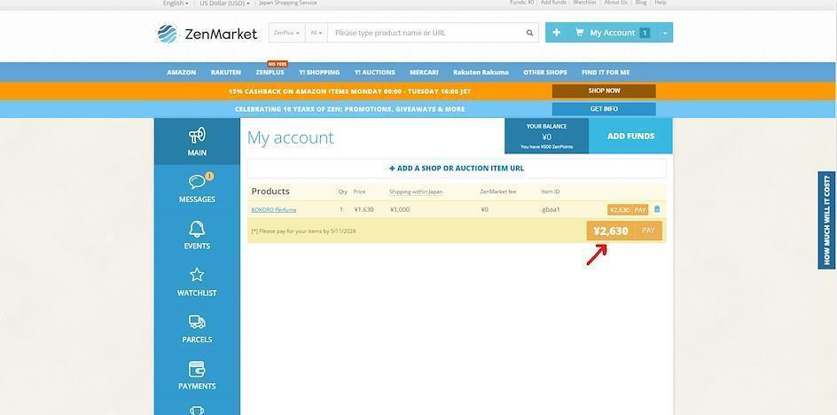 ZenMarket My Account List