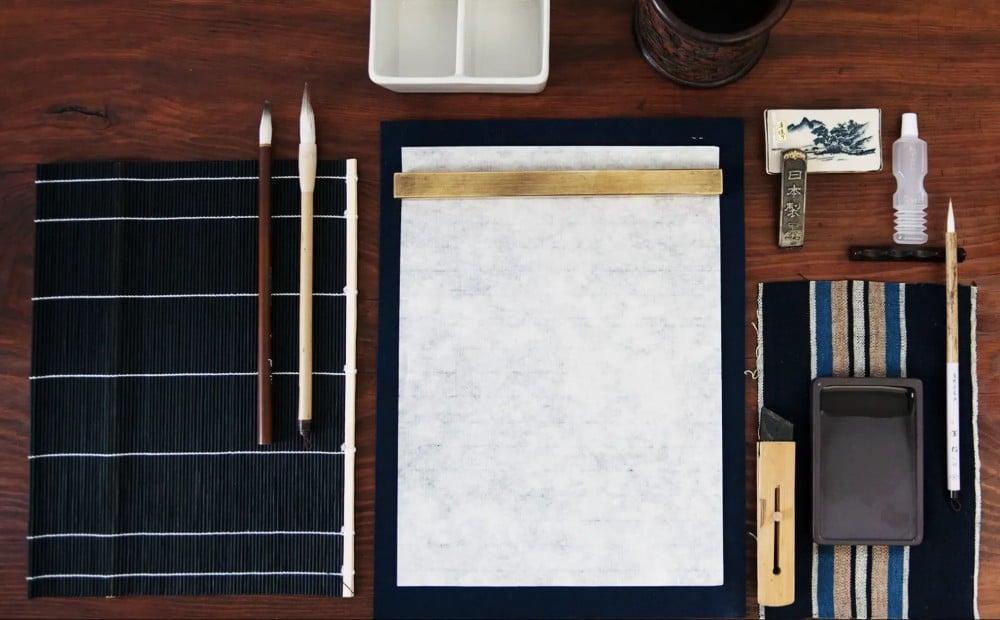 materiais para shodō japonês