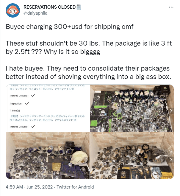 Improper packing from Buyee