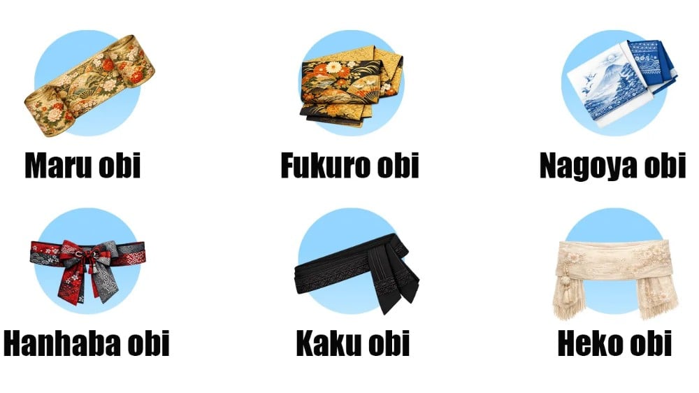 Виды пояса оби для кимоно