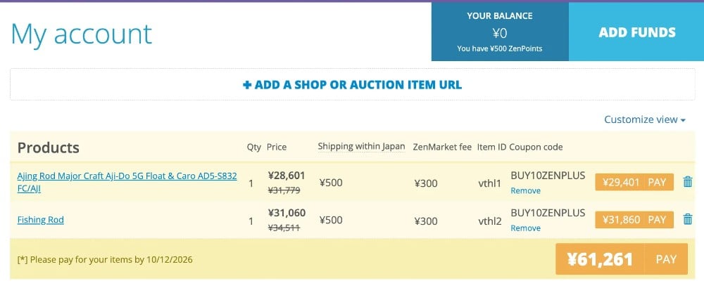 Pay for your Items