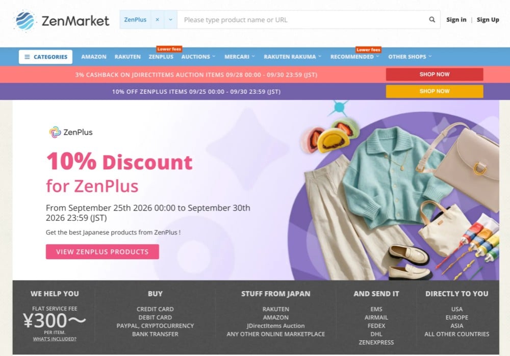 ZenMarket home page