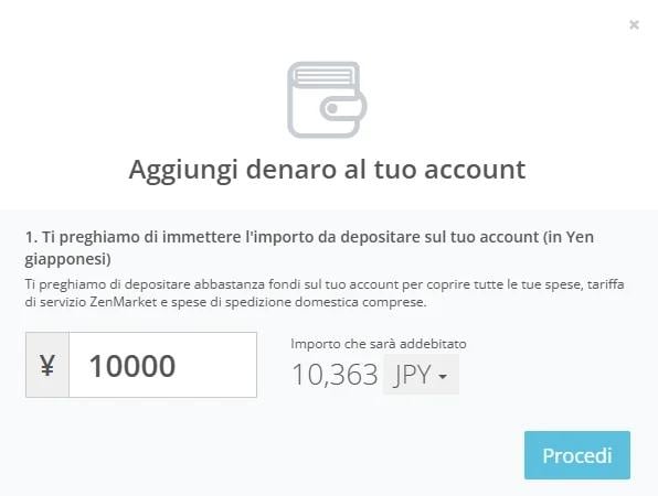 Pop up aggiunta fondi