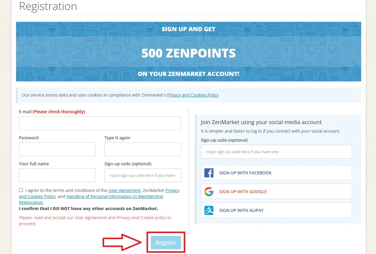 Register on ZenMarket