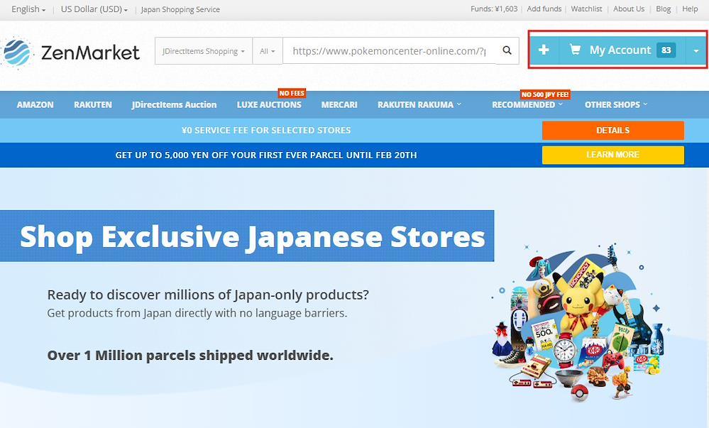 + button for adding product URLs from Other Stores on ZenMarket