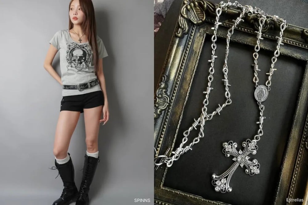 Outfit Punk con ropa y accesorios