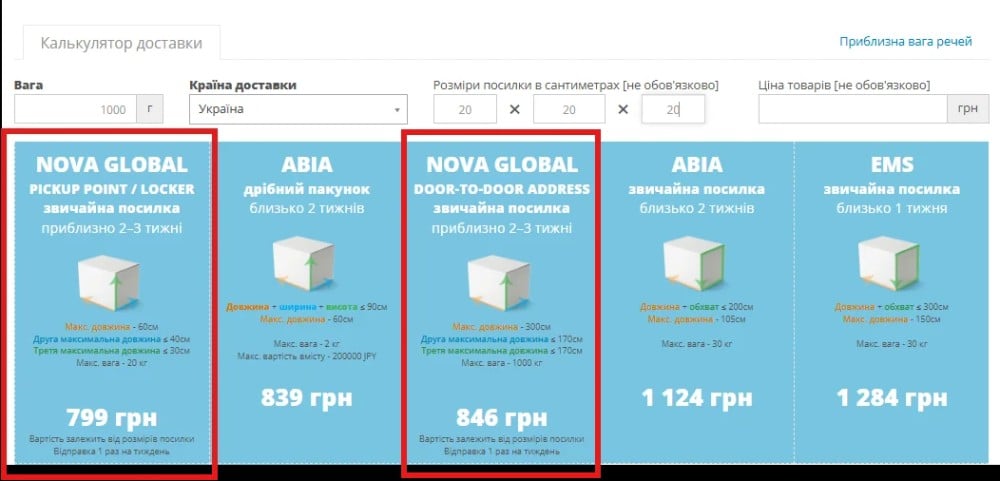 nova global калькулятор zenmarket