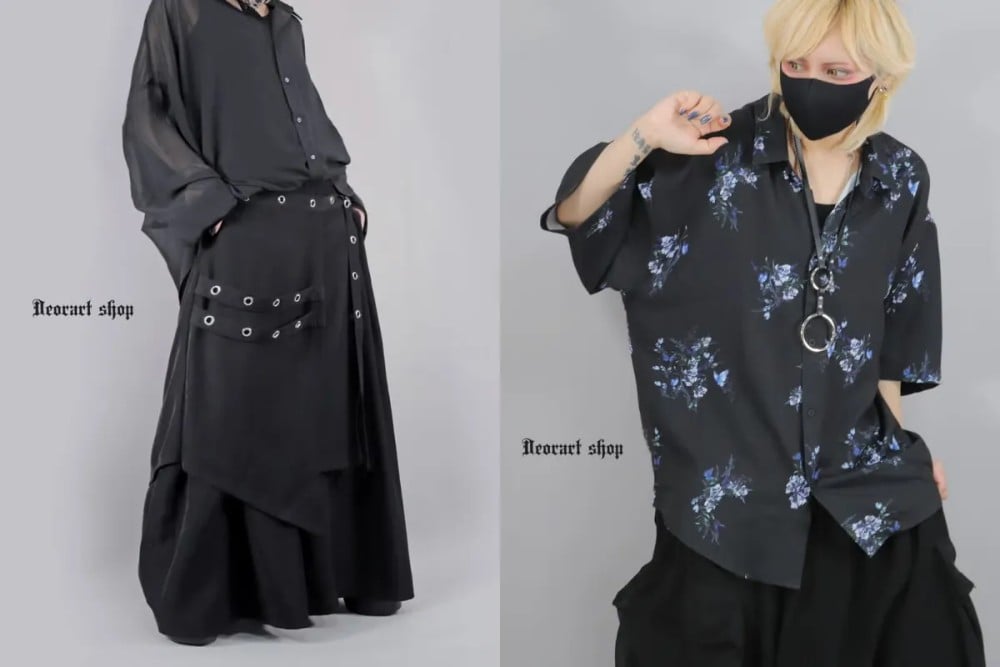 Ropa oscura y holgada del estilo gótico