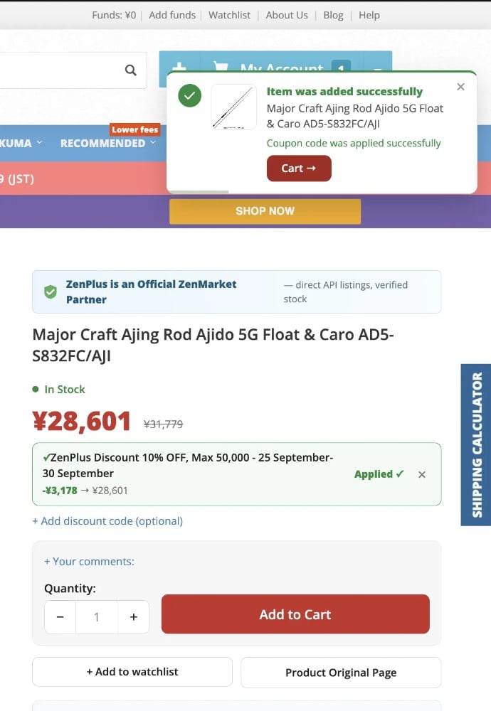 Add item to your cart